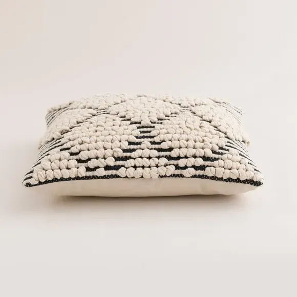 Square Cushion with Diamond Bobble - Black