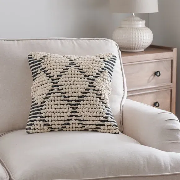 Square Cushion with Diamond Bobble - Black image