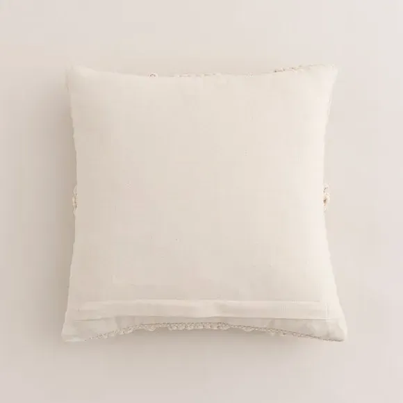 Square Cushion with Diamond Bobble - Natural