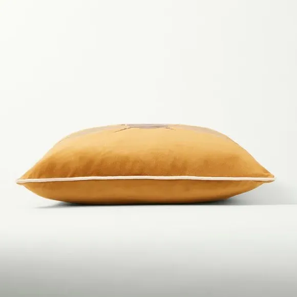 Square Cushion with Embroidered Bee - Gold, Polyester