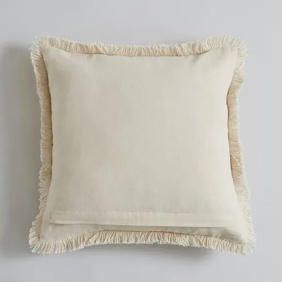 Square Cushion with Embroidered Check - Pink, Cotton