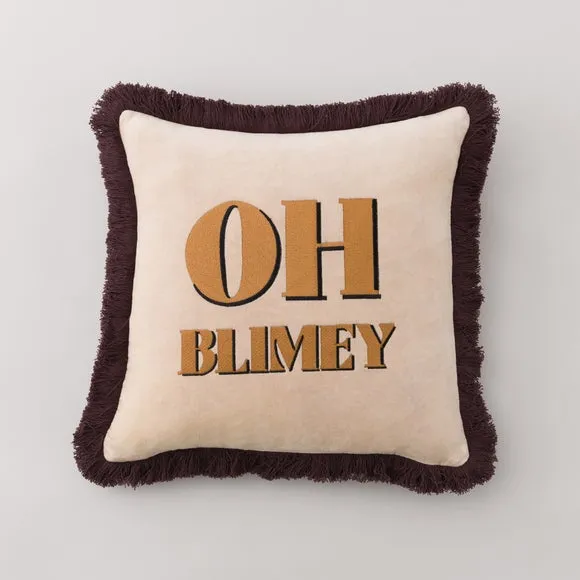Square Cushion with Embroidery - Multicolor, Velvet