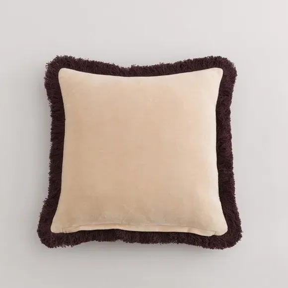 Square Cushion with Embroidery - Multicolor, Velvet