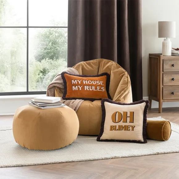 Square Cushion with Embroidery - Multicolor, Velvet