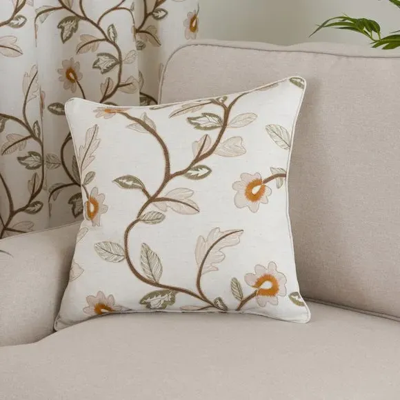 Square Cushion with Embroidery - Natural, Polyester image