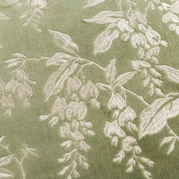 Square Cushion with Embroidery - Olive, Velvet