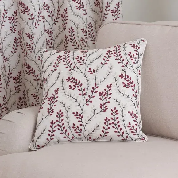 Square Cushion with Embroidery - Red
