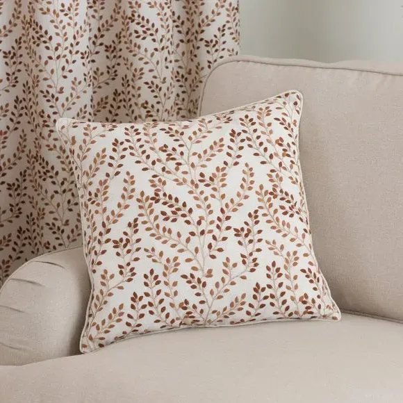 Square Cushion with Embroidery - Terracotta