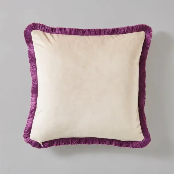 Square Cushion with Embroidery - Thistle, Velour