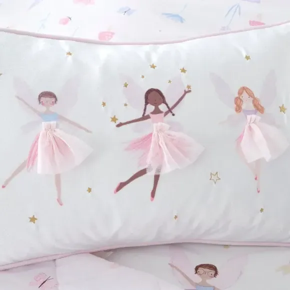 Square Cushion with Fairies Design - Pink