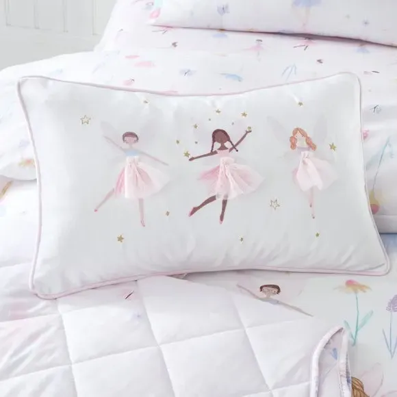 Square Cushion with Fairies Design - Pink image