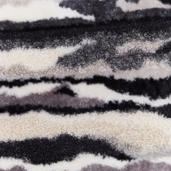 Square Cushion with Faux Fur - Black, Boucle