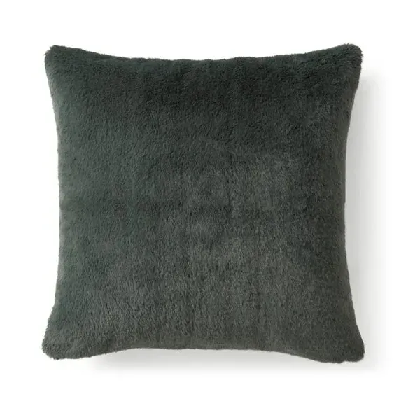 Square Cushion with Faux Fur - Forest