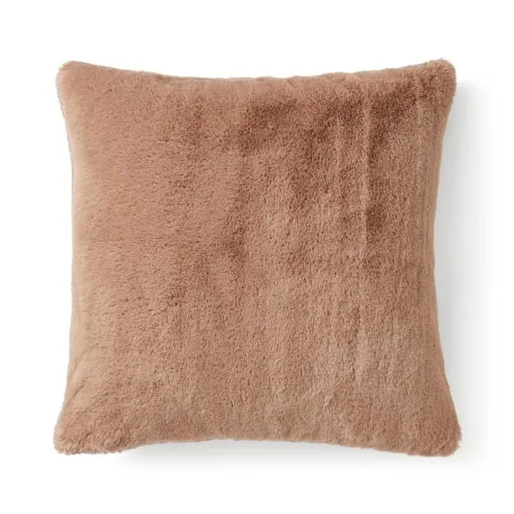 Square Cushion with Faux Fur - Mocha