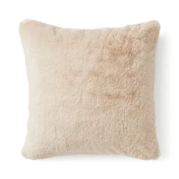 Square Cushion with Faux Fur - Natural