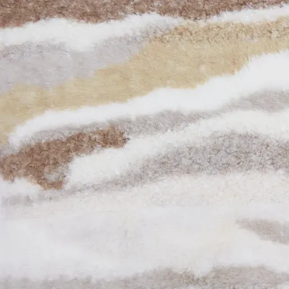 Square Cushion with Faux Fur - Natural, Boucle