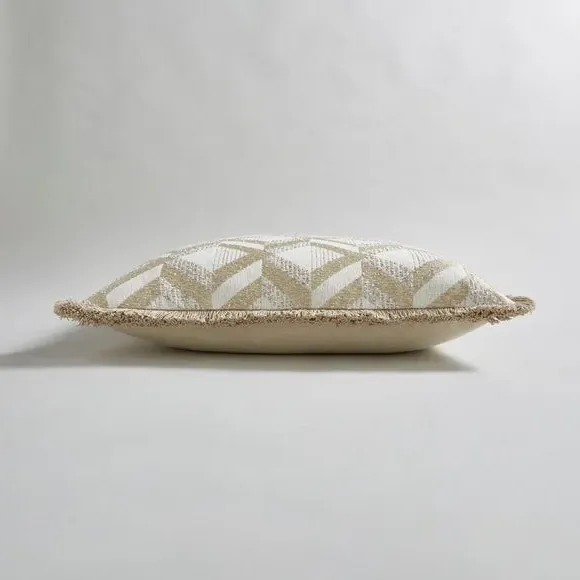 Square Cushion with Feather Fill - Beige, Jacquard