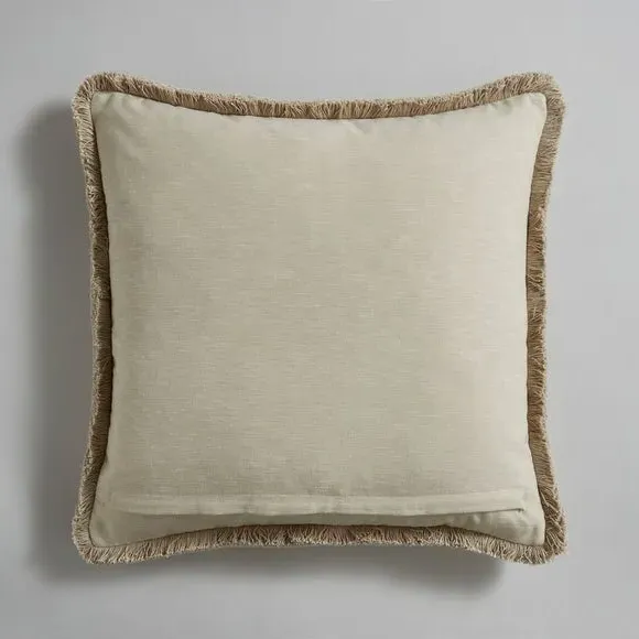 Square Cushion with Feather Fill - Beige, Jacquard