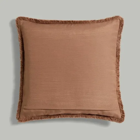 Square Cushion with Feather Fill - Camel, Jacquard