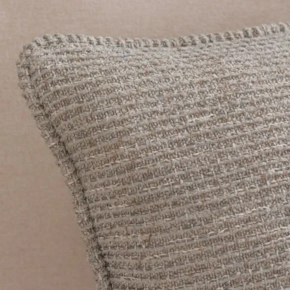 Square Cushion with Feather Fill - Grey, Textured