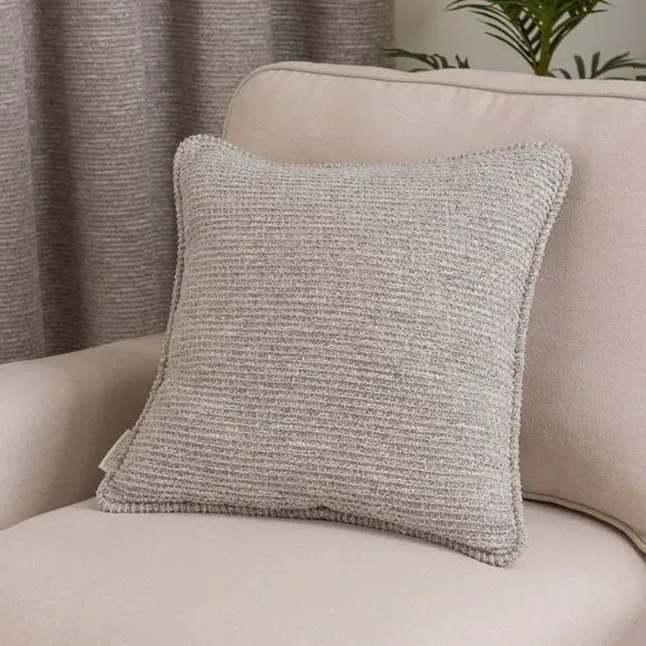 Square Cushion with Feather Fill - Grey, Textured image