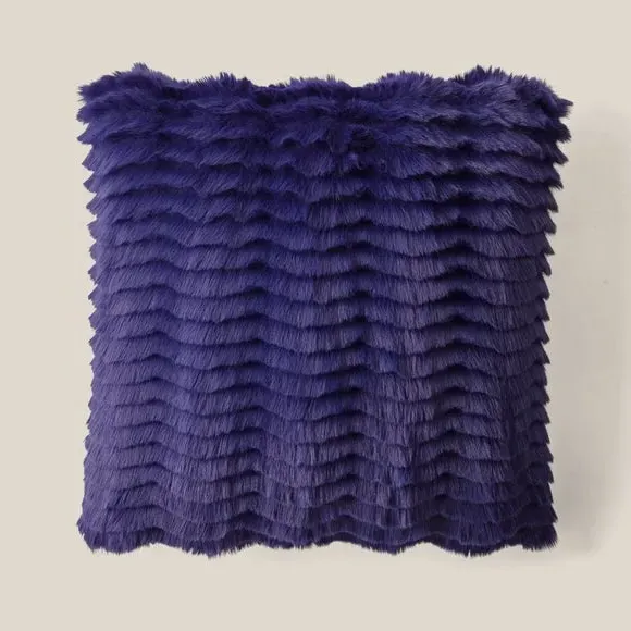 Square Cushion with Feather Texture - Peacock, Faux Fur