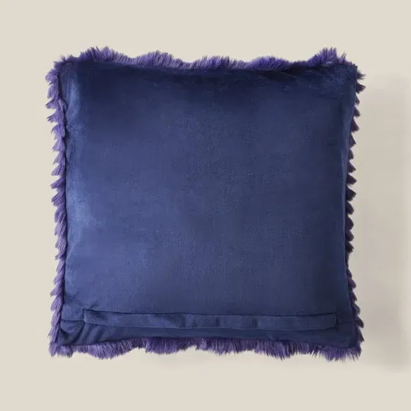 Square Cushion with Feather Texture - Peacock, Faux Fur