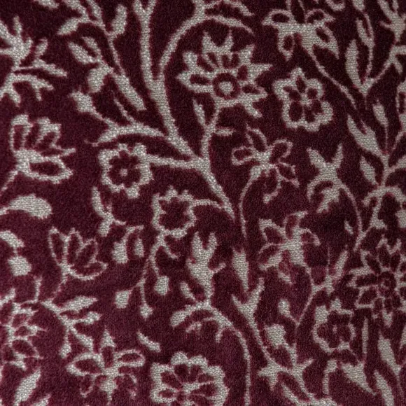 Square Cushion with Floral Design - Damson, Velvet