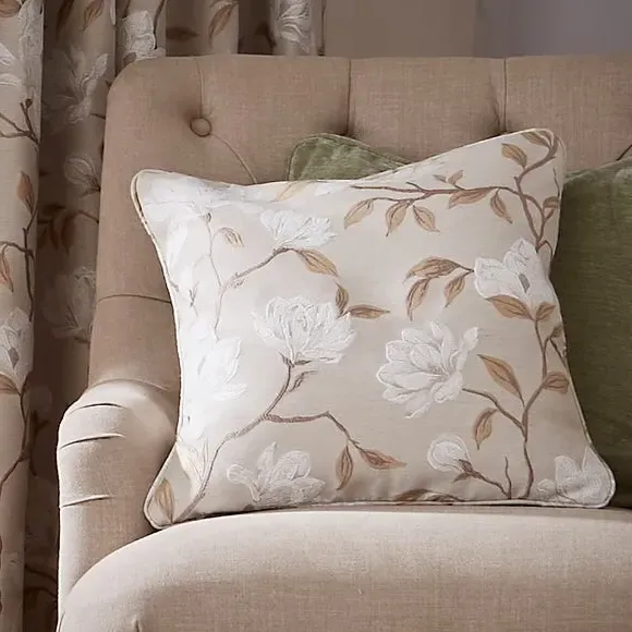 Square Cushion with Floral Design - Natural image