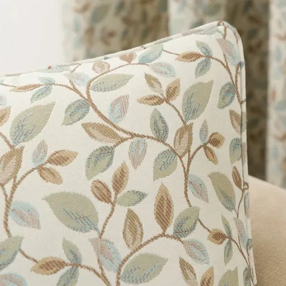 Square Cushion with Floral Detail - Duck Egg