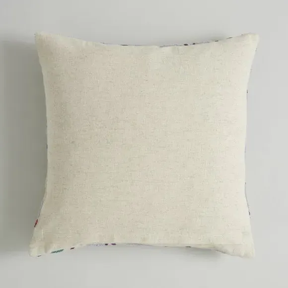 Square Cushion with Floral Embroidery - Lilac