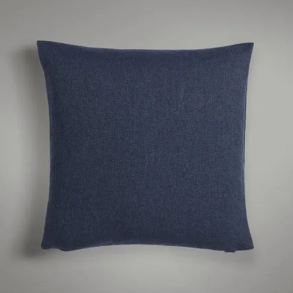 Square Cushion with Floral Embroidery - Navy, Cotton