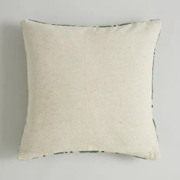 Square Cushion with Floral Embroidery - Sage