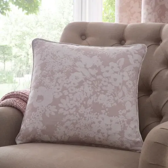 Square Cushion with Floral Print - Blush, Polyester image