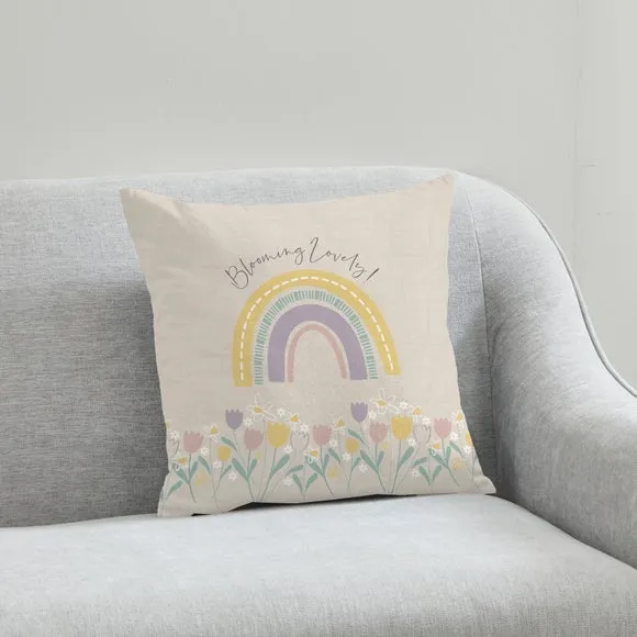 Square Cushion with Floral Print - Multicolor image