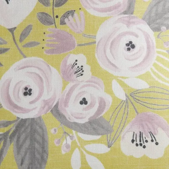 Square Cushion with Floral Print - Ochre