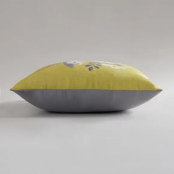 Square Cushion with Floral Print - Ochre