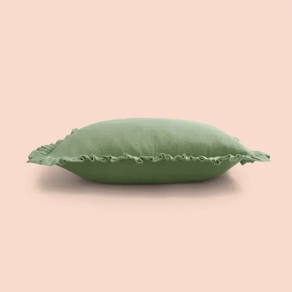Square Cushion with Frilled Edge - Catkin, Cotton