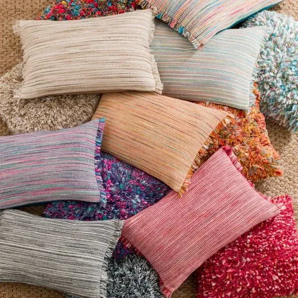 Square Cushion with Fringe - Biscuit, Cotton