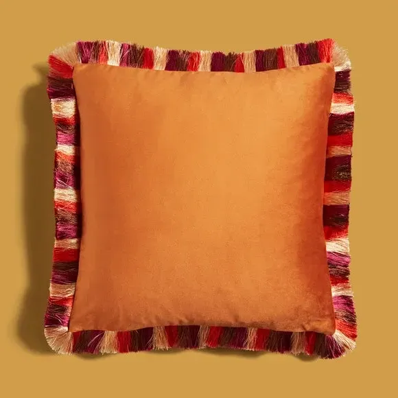 Square Cushion with Fringe Edge - Butterscotch