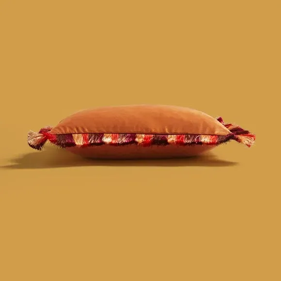Square Cushion with Fringe Edge - Butterscotch