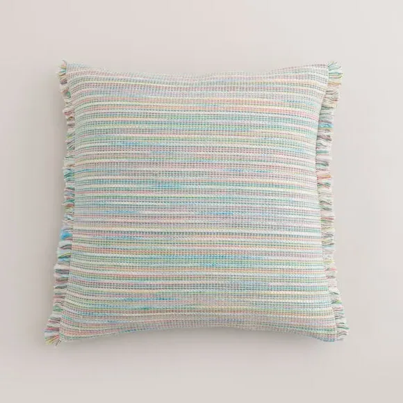 Square Cushion with Fringe - Pastel, Cotton