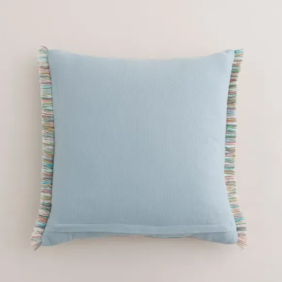 Square Cushion with Fringe - Pastel, Cotton