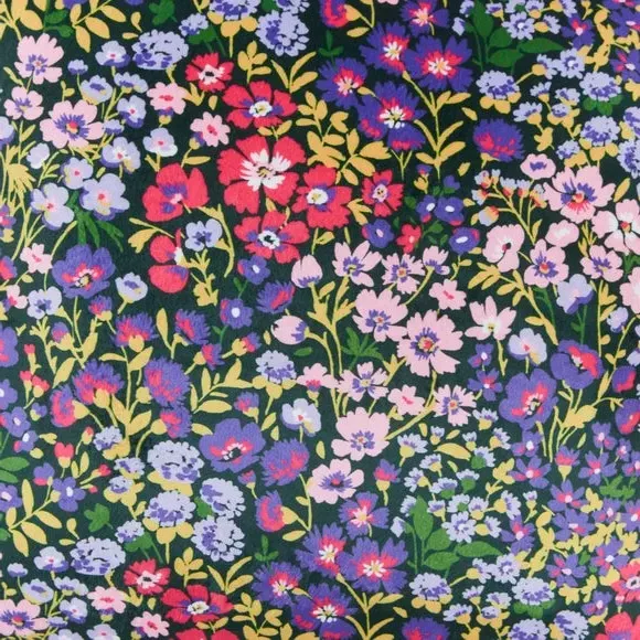 Square Cushion with Fringe - Purple, Floral