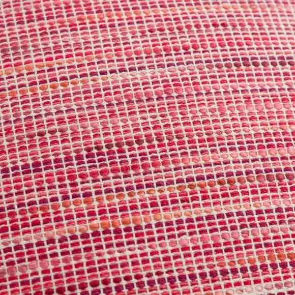 Square Cushion with Fringe - Red, Cotton