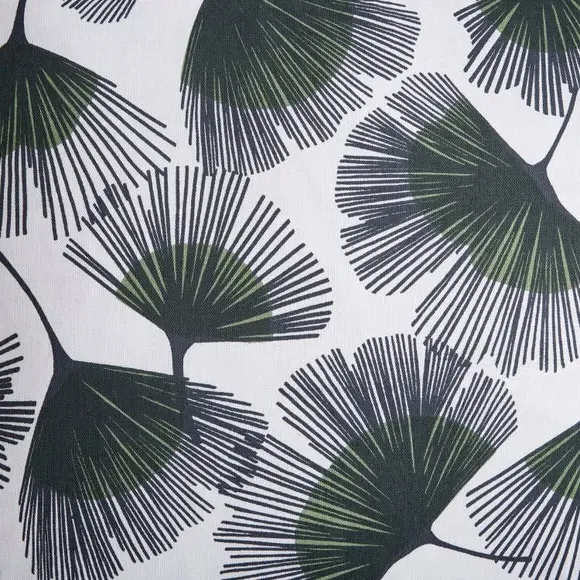 Square Cushion with Ginko Print - Natural, Cotton