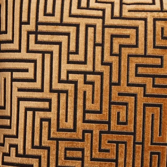 Square Cushion with Greek Key Pattern - Gold