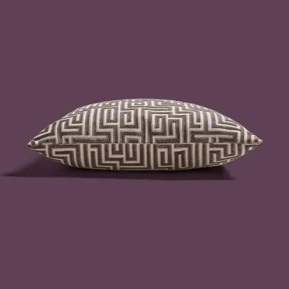 Square Cushion with Greek Key Pattern - Silver