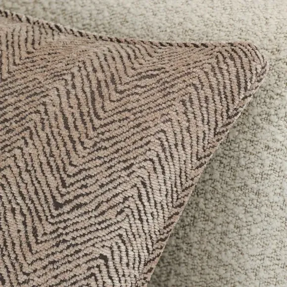 Square Cushion with Herringbone - Natural, Chenille