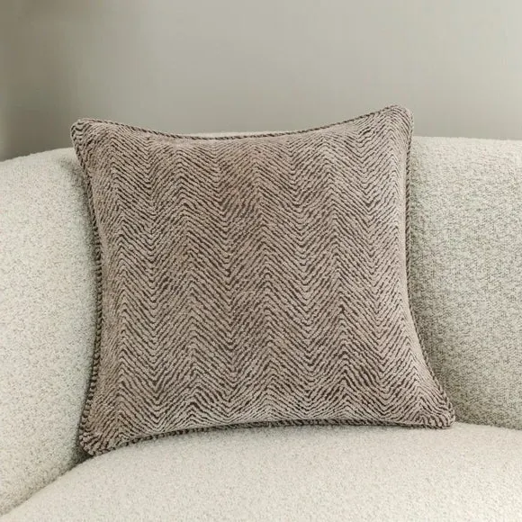 Square Cushion with Herringbone - Natural, Chenille image